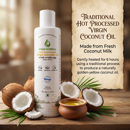 Hot Processed Virgin Coconut Oil 200ml (ഉരുക്കു വെളിച്ചെണ്ണ)